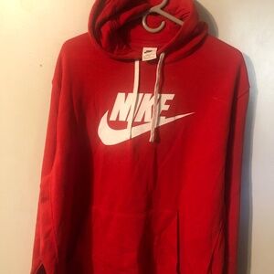 Red Nike Hoodie with white swoosh